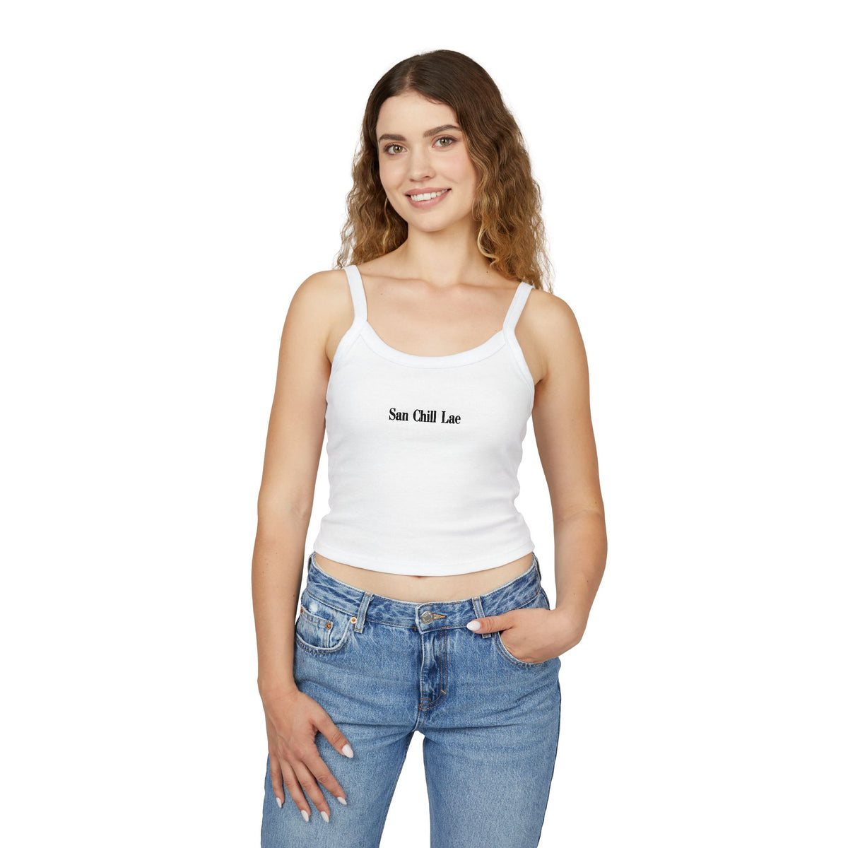 San Chill Lae Spaghetti Tank Top - White