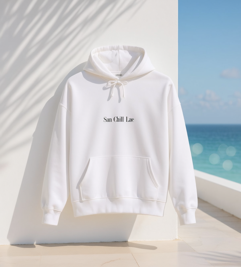 San Chill Lae Luxe Women's Organic Hoodie — Cozy Casual Pullover/White