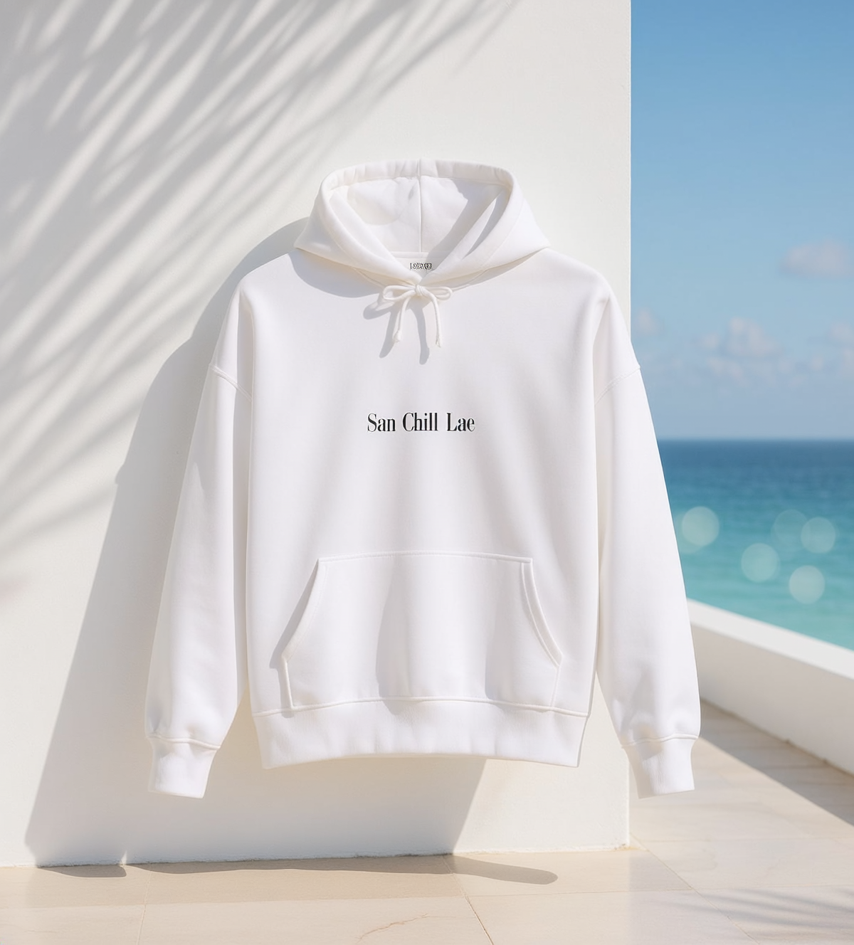 San Chill Lae Luxe Women's Organic Hoodie — Cozy Casual Pullover/White