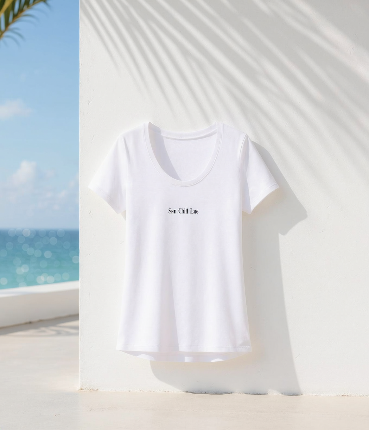 San Chill Lae Luxe Women's Scoop Tee — White